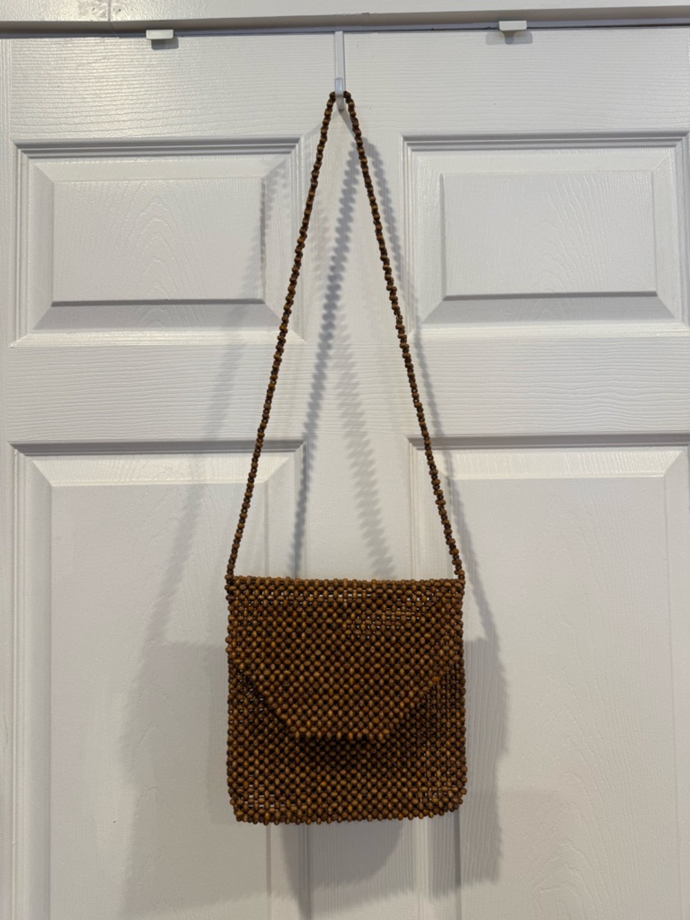 Brown Beaded Crossbody Bag